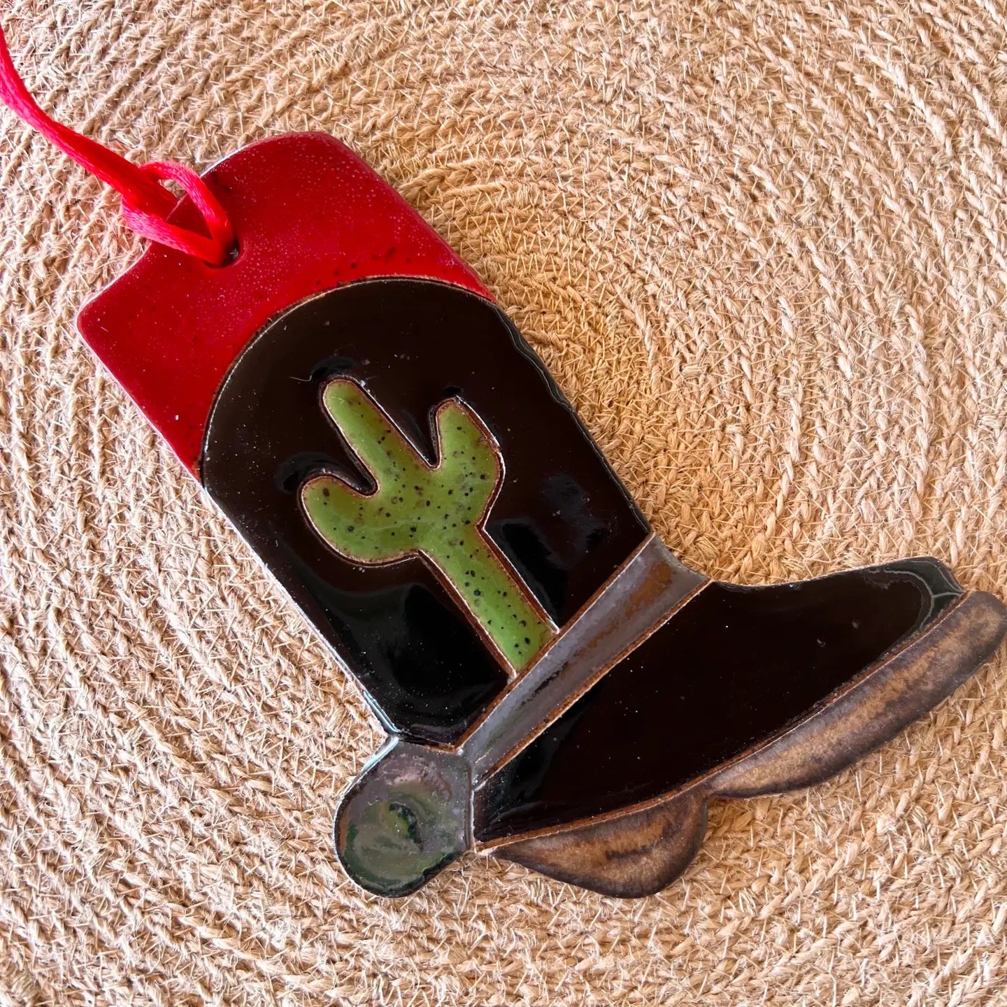 Ceramic Black Saguro Boot Ornament