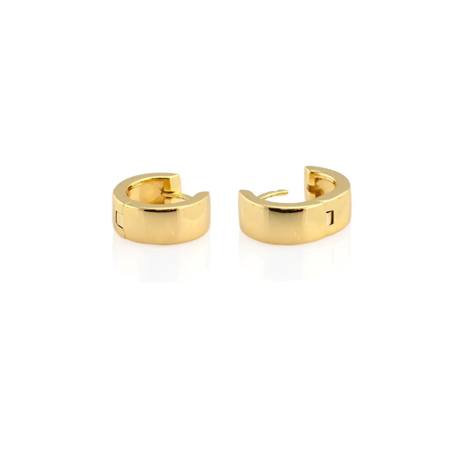 Gold Wide Hinged Huggie Hoop Earrings