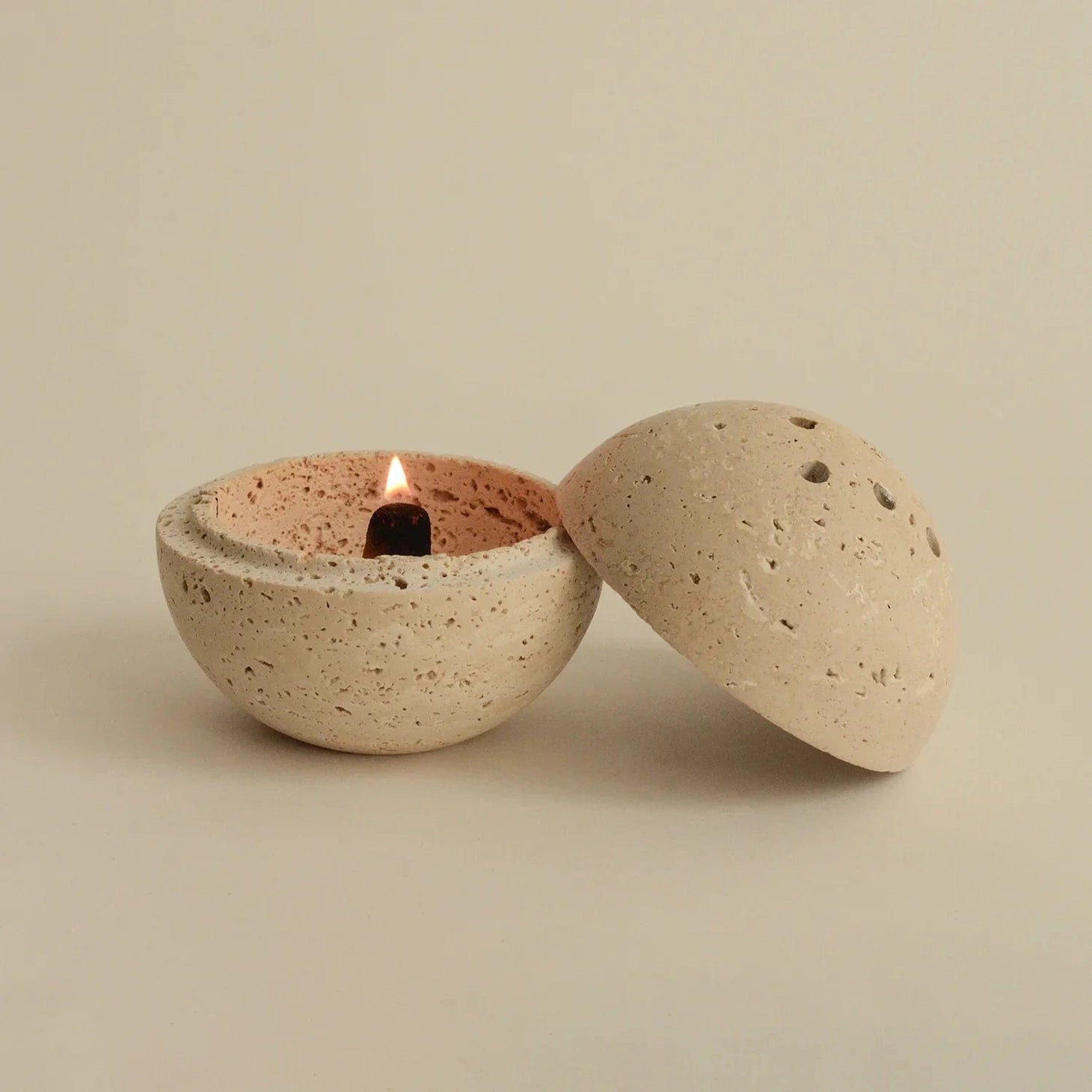 Travertine Sphere Incense Burner