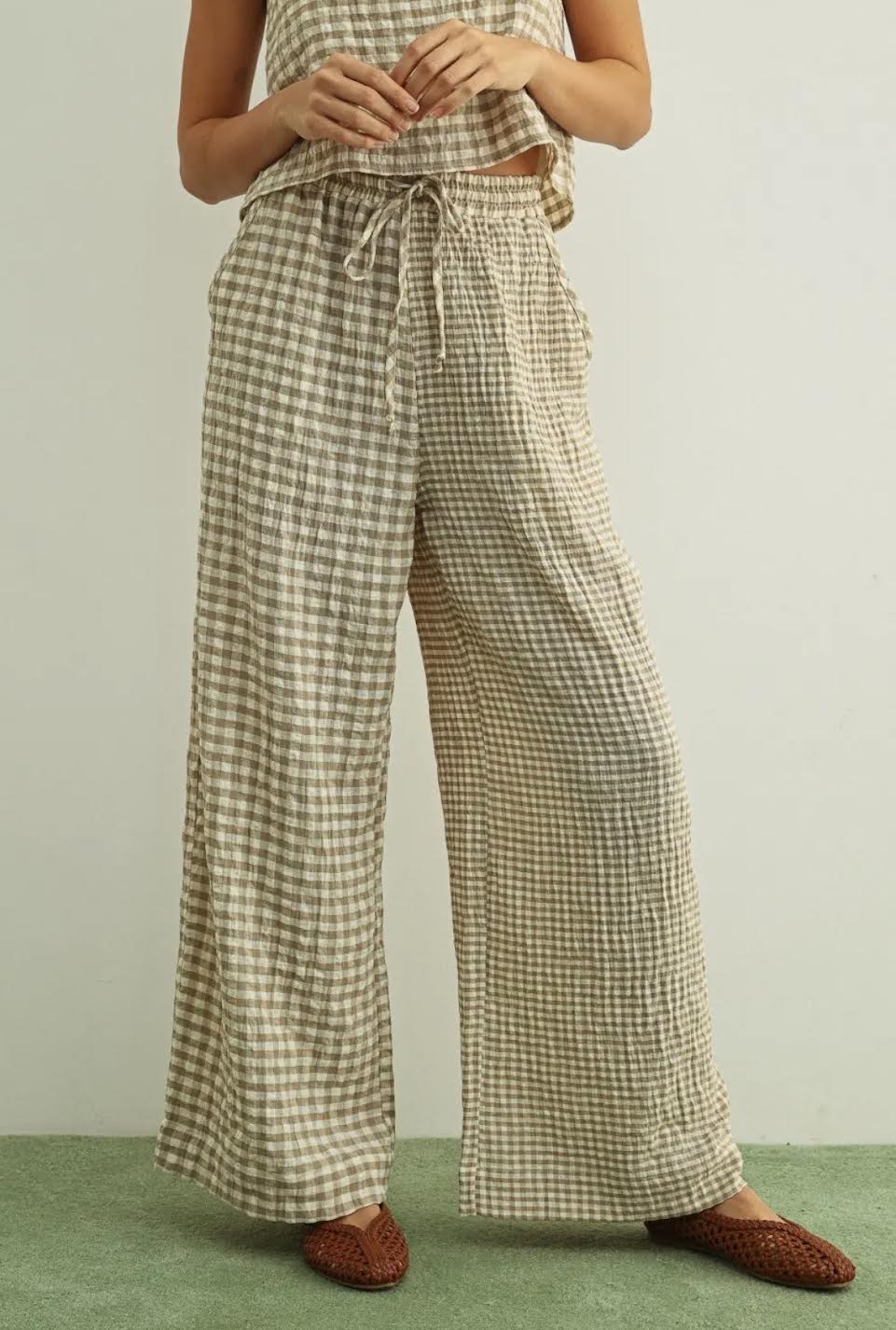 Gingham Straight Pants
