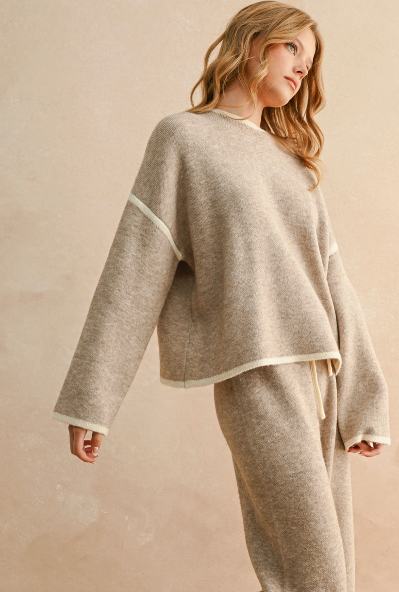 High Neck Mocha Sweater Top