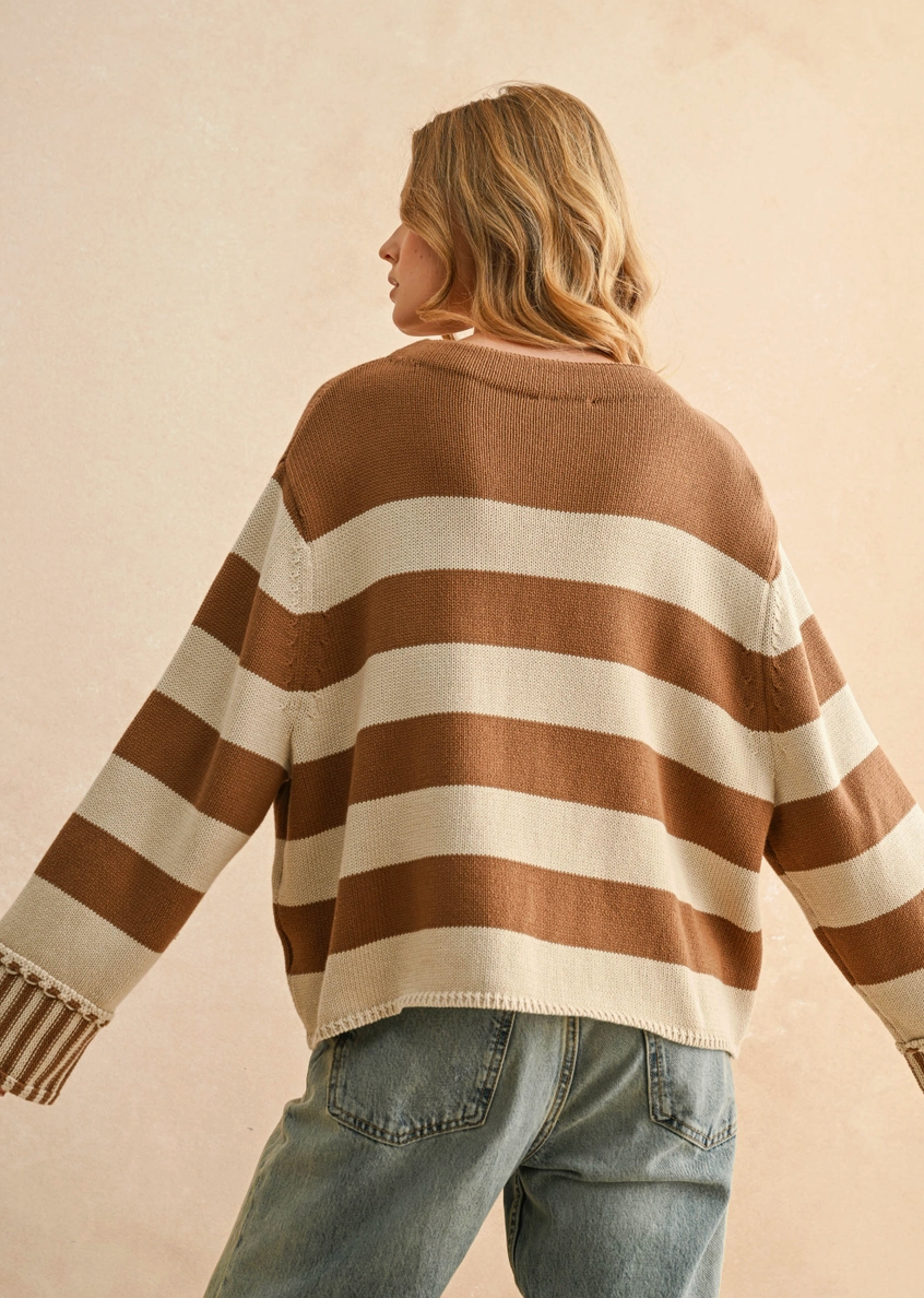 Mocha/Cream Striped Sweater