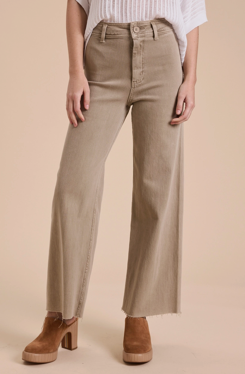 Wide Leg Denim Pant : Stone