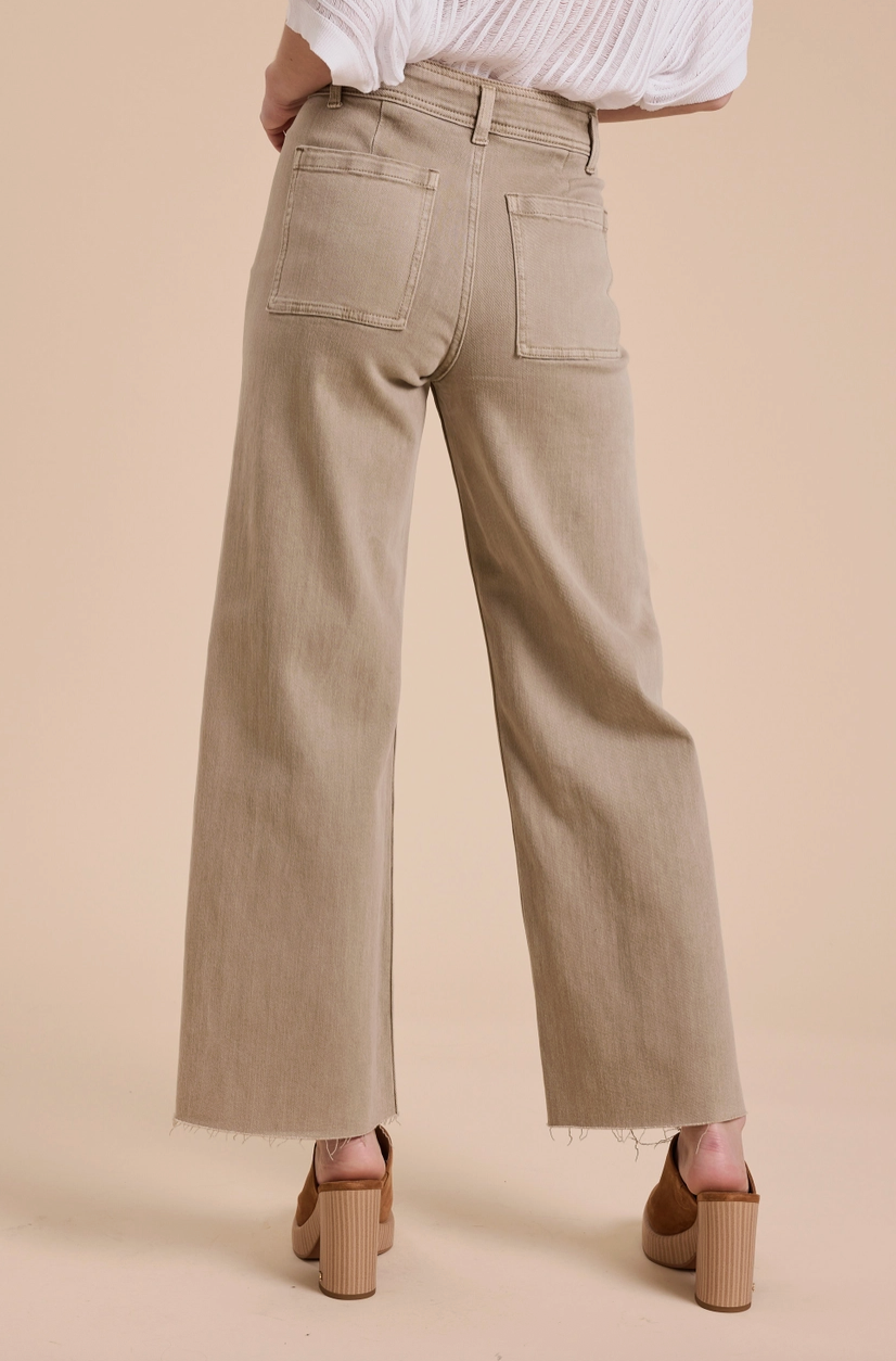 Wide Leg Denim Pant : Stone