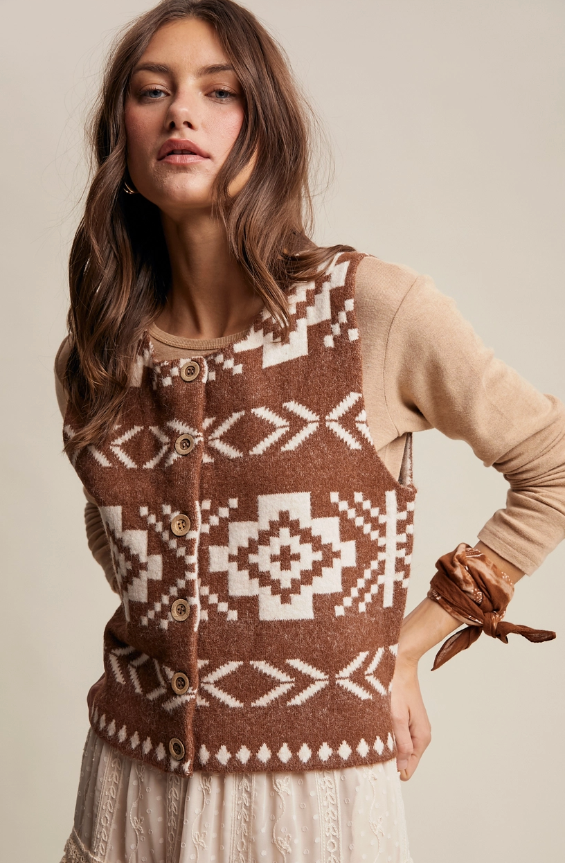 Southwestern Button Up Vest