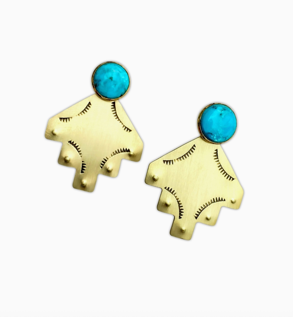 Stamped Brass Ear Jacket with 8mm Stone