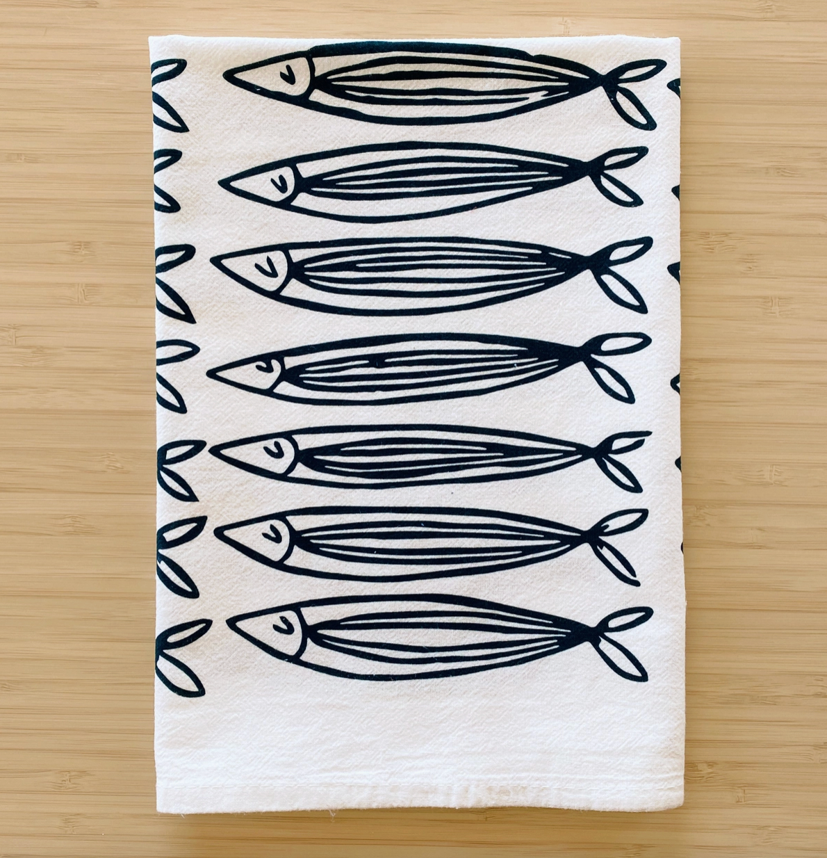 White Sardines Tea Towel