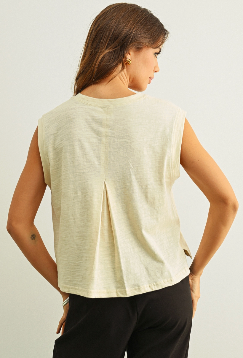 Round Neck Sleeveless Slub Top