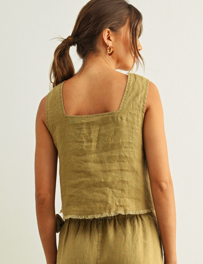 Raw Hem Linen Tank