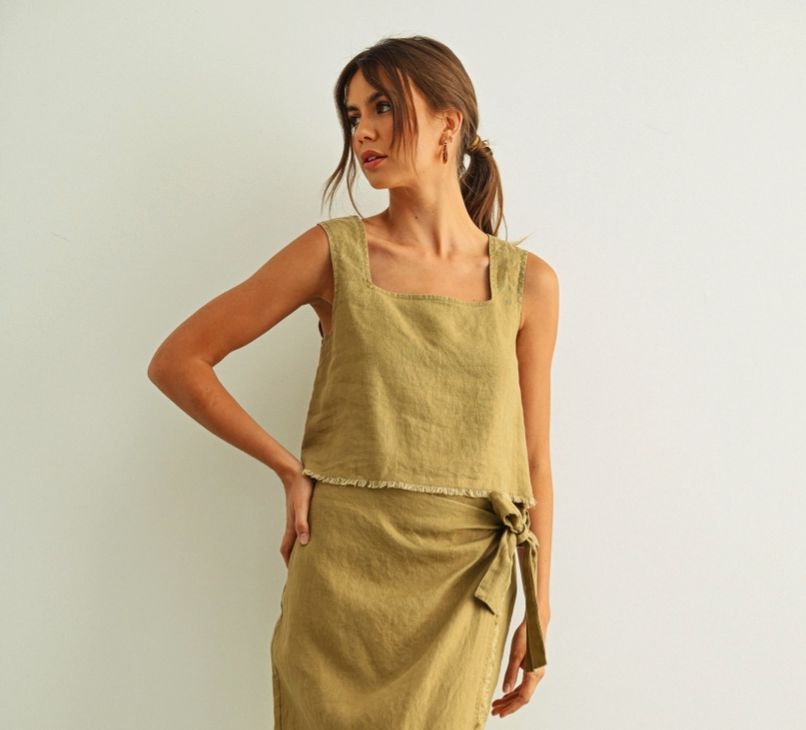 Raw Hem Linen Tank