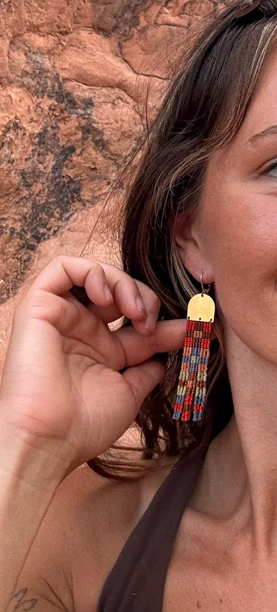 Coyote Crafted Quilted Fringe Earring