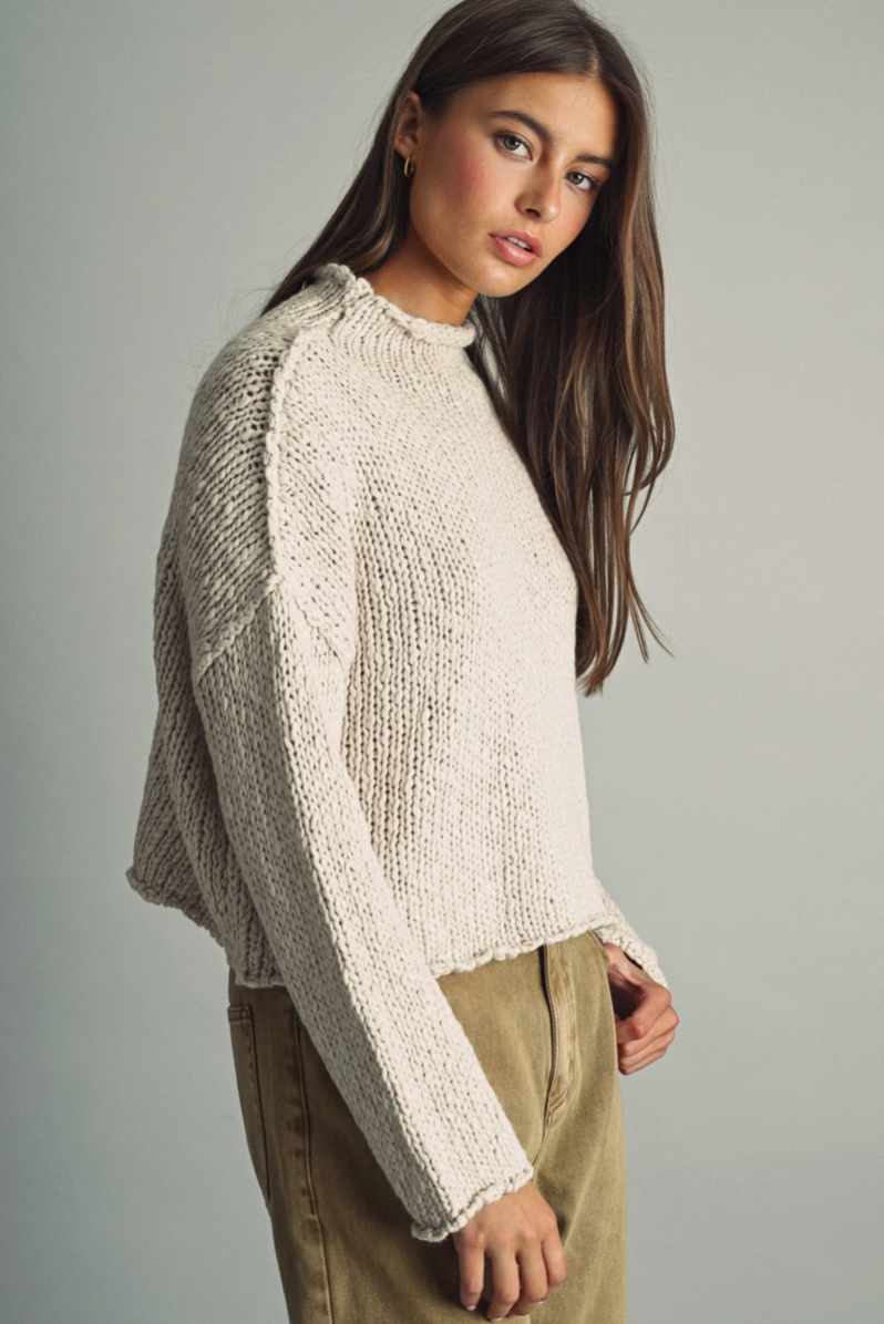 Rolling Hem Sweater Top