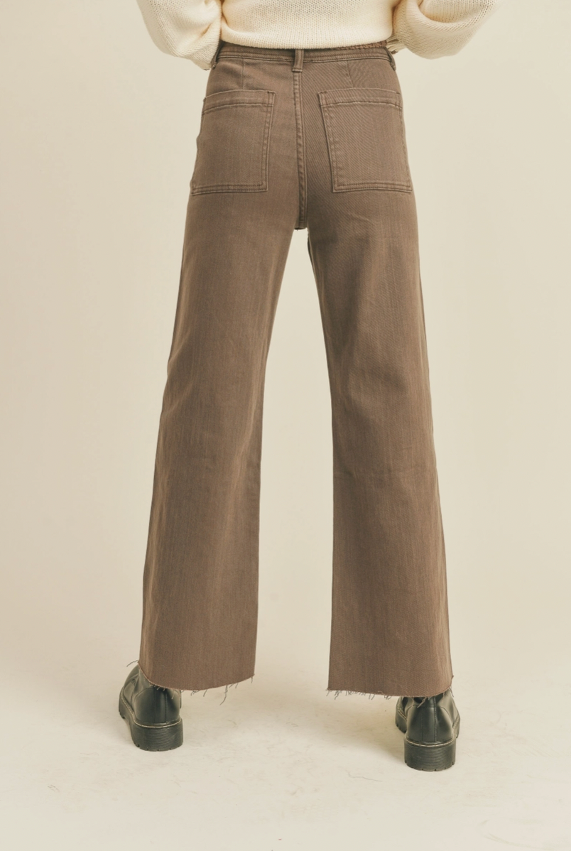 Straight Wide Leg Denim Pants