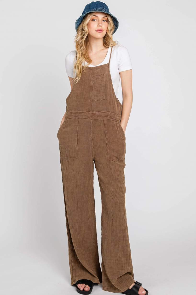 Washed Cotton Overall: Brown