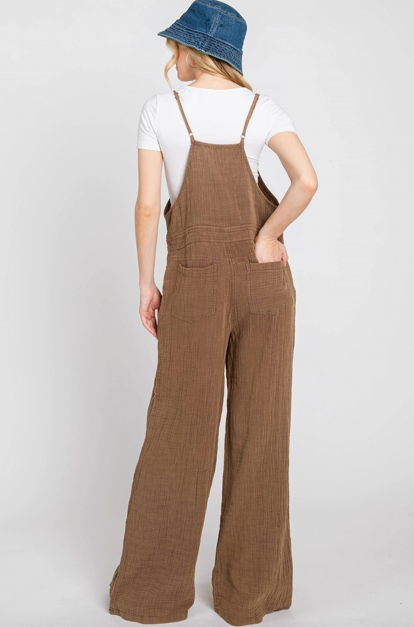 Washed Cotton Overall: Brown