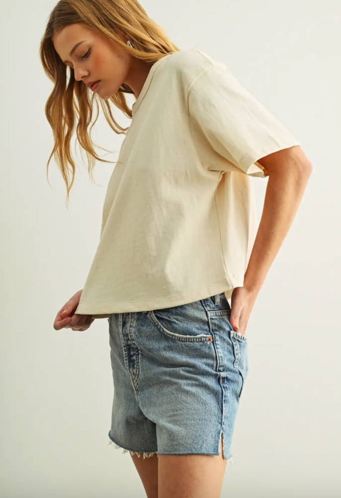 Short Sleeve Knitted Linen Top