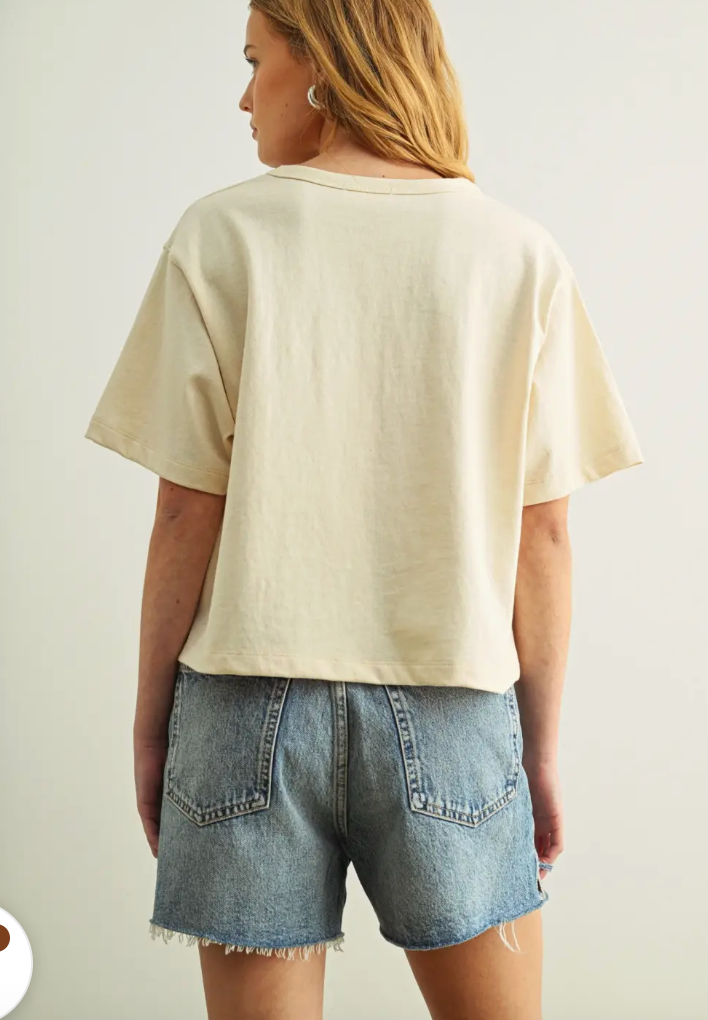 Short Sleeve Knitted Linen Top