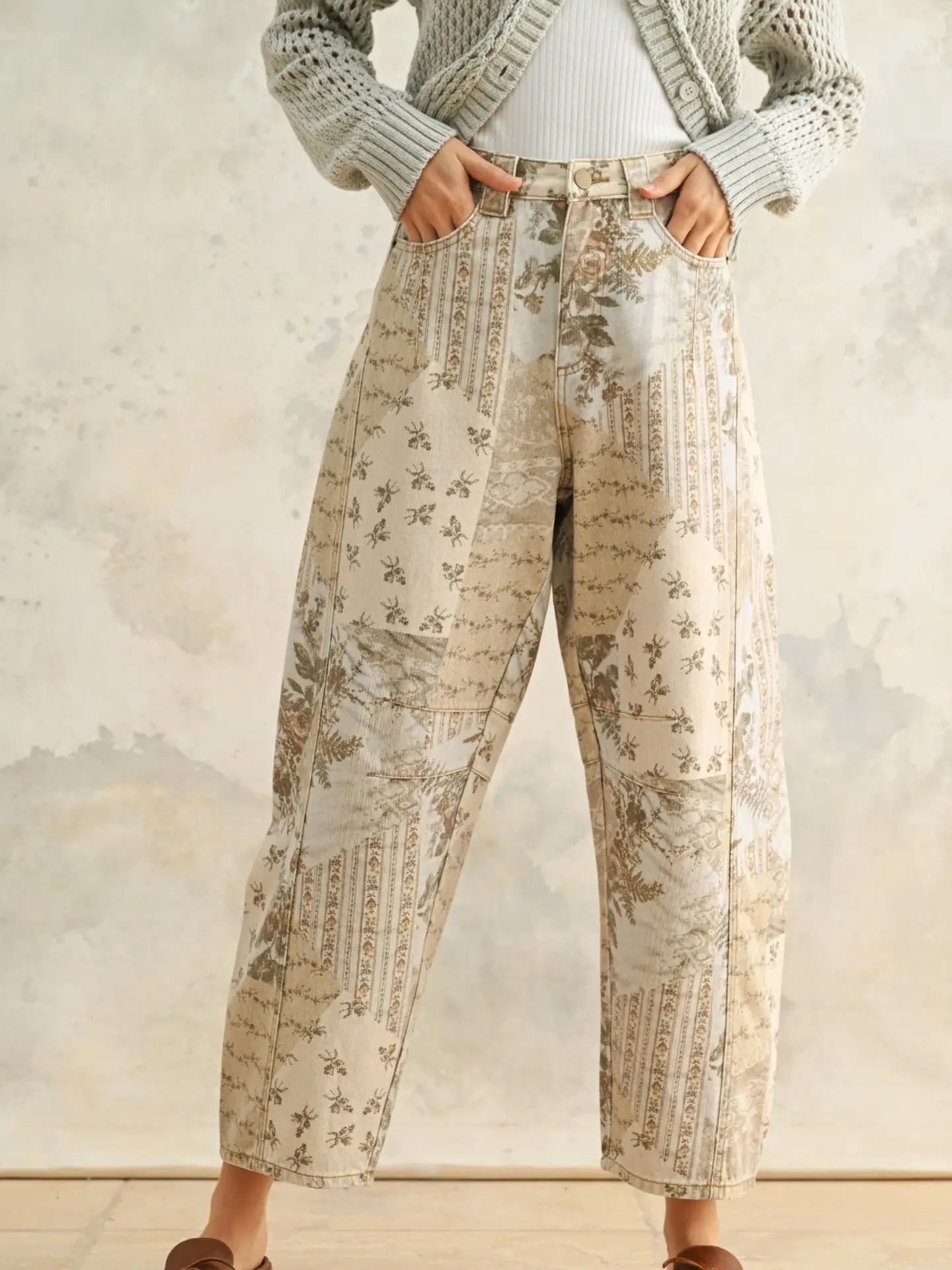 Multi Printed Barrel Pants