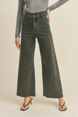 Wide Leg Denim Pant-Faded Black
