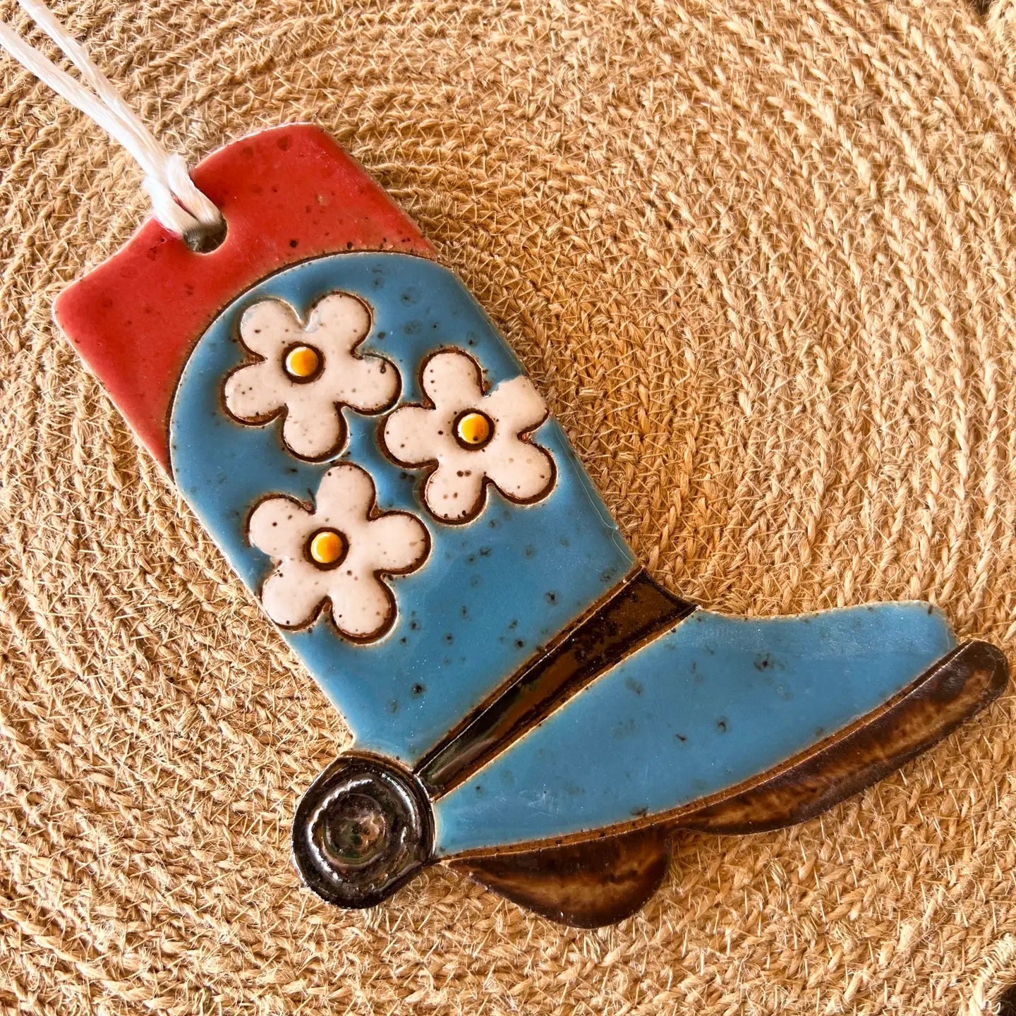 Ceramic Blue Blossom Boot Ornament