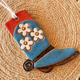 Ceramic Blue Blossom Boot Ornament