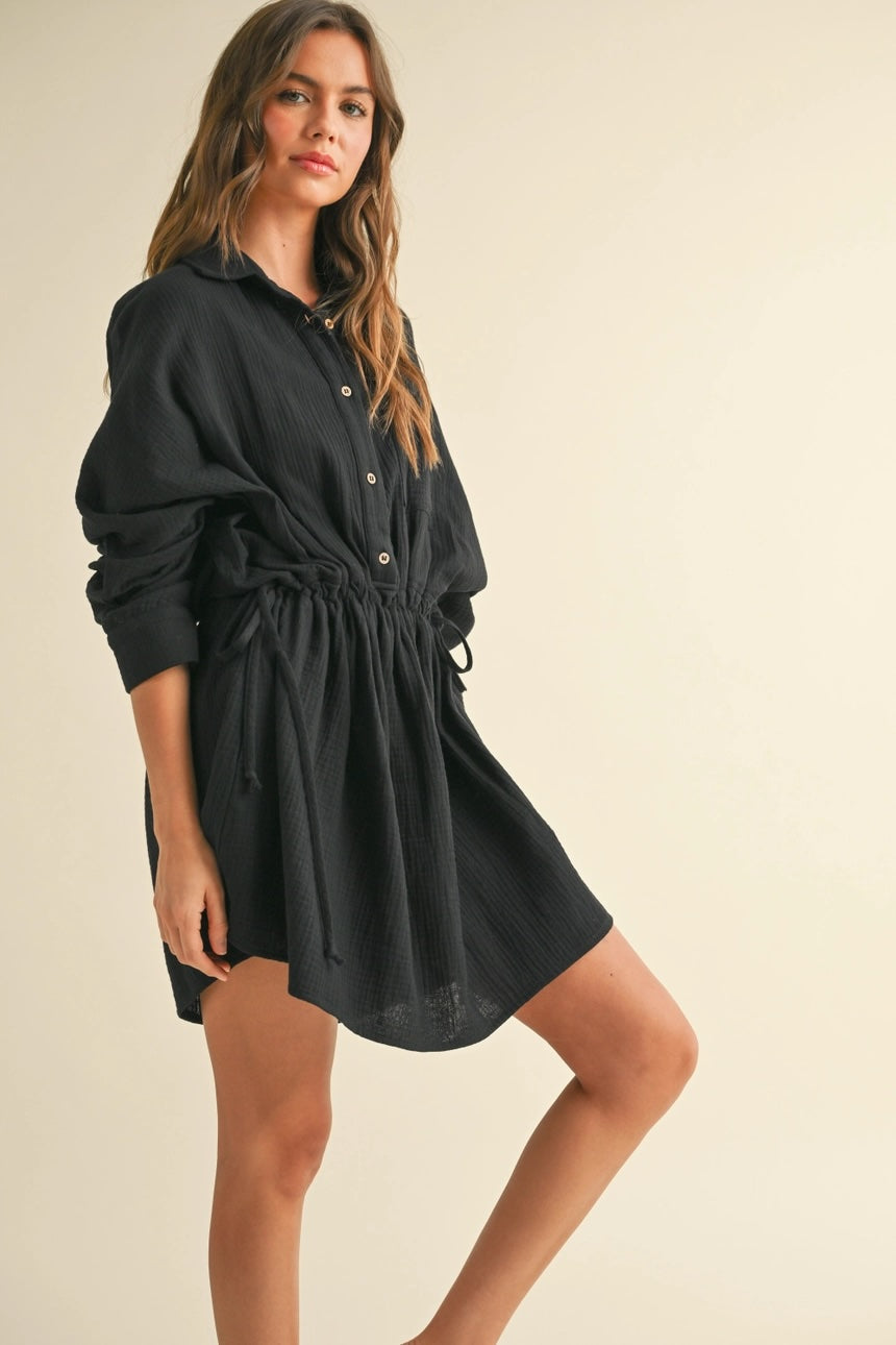 Drawstring Long Sleeve Dress