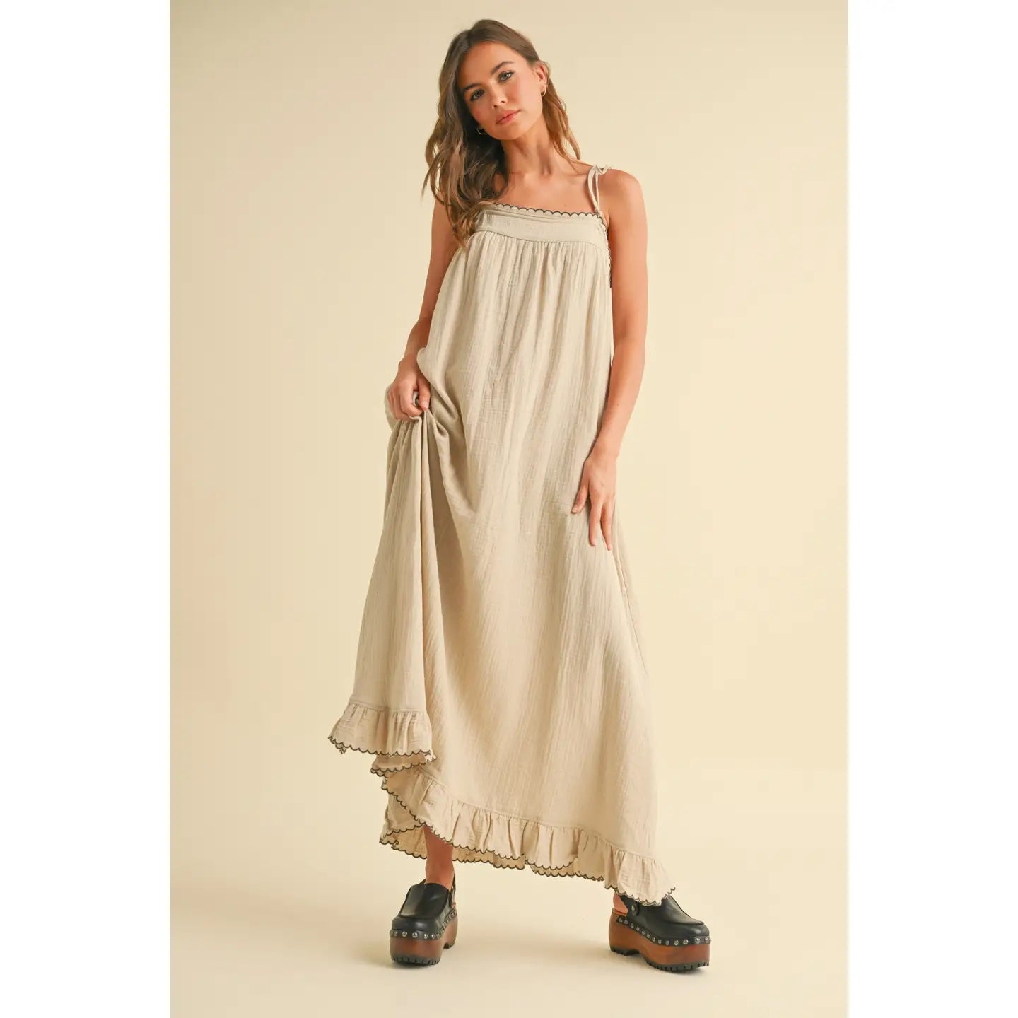 Embroidered Gauze Dress