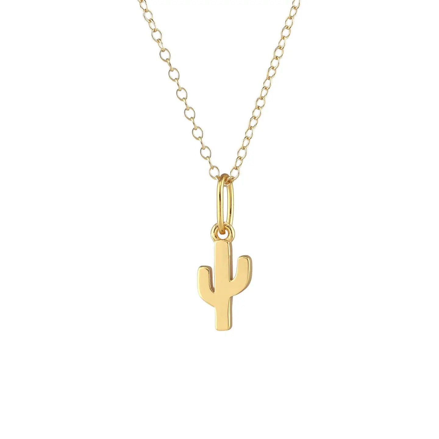 Gold Cactus Charm Necklace