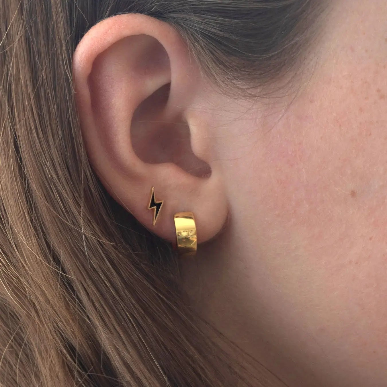 Gold Wide Hinged Huggie Hoop Earrings