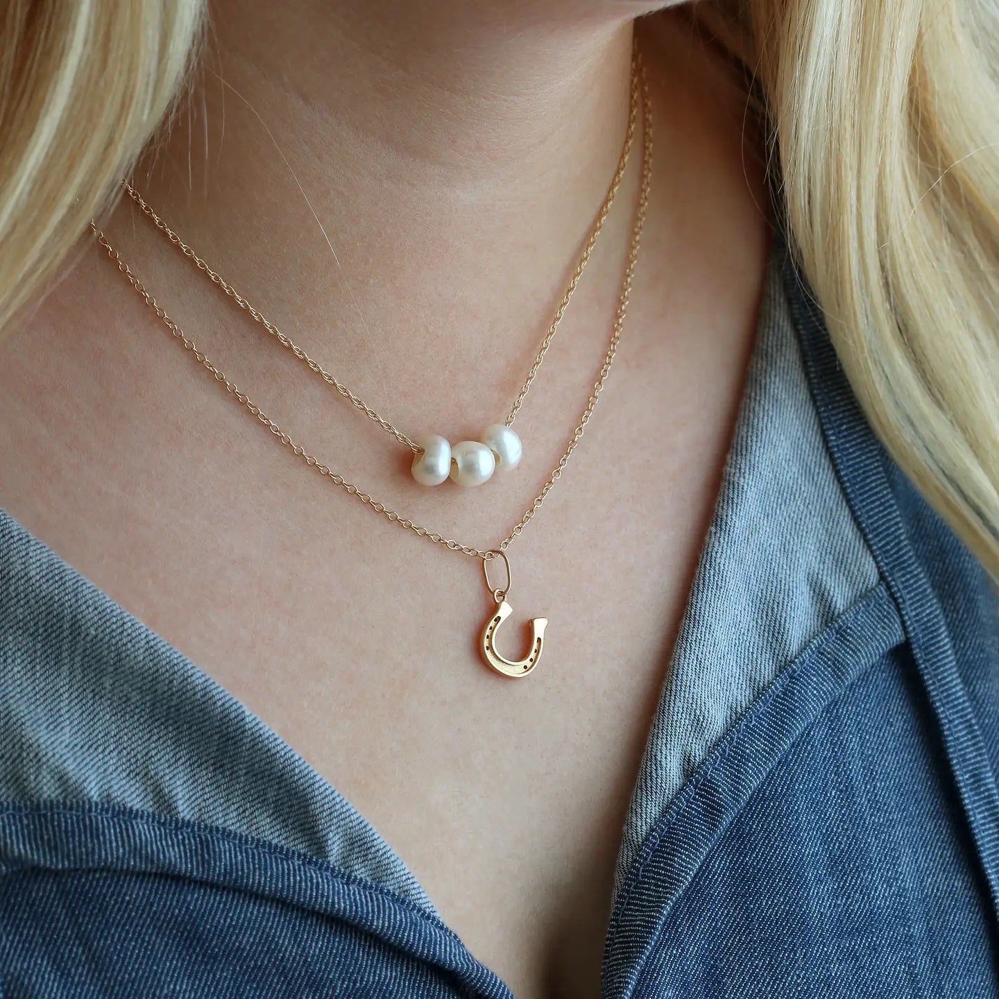 Gold Horseshoe Charm Necklace