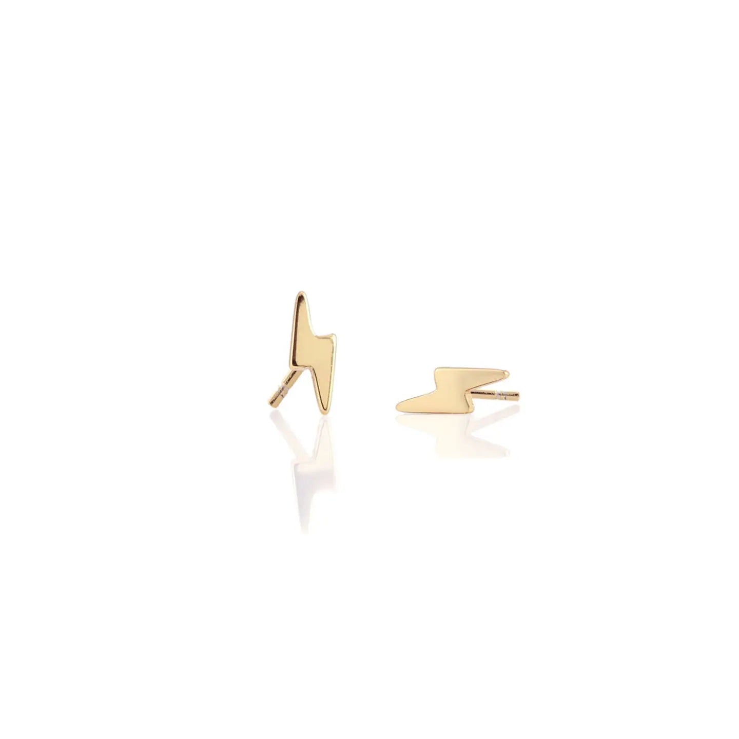 Gold Lightening Bolt Stud Earring