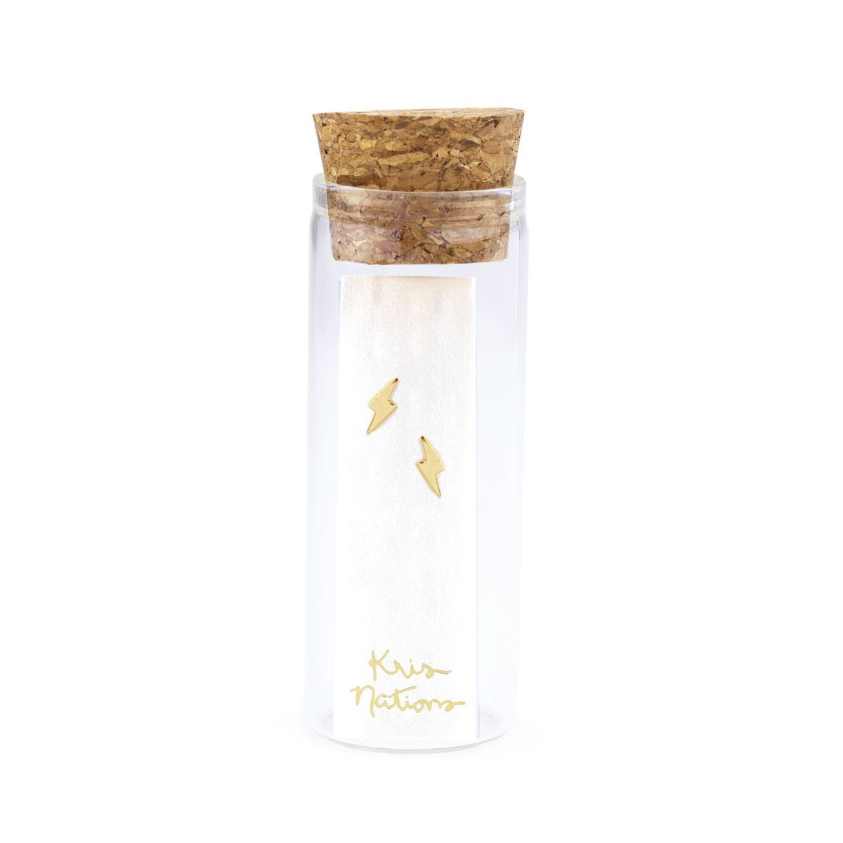 Gold Lightening Bolt Stud Earring