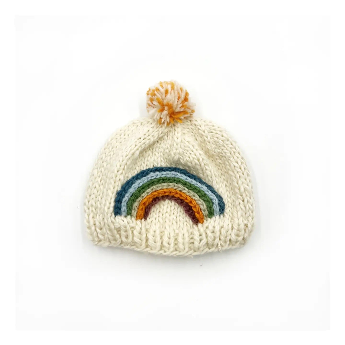 Knit Rainbow Merino Wool Baby Beanie