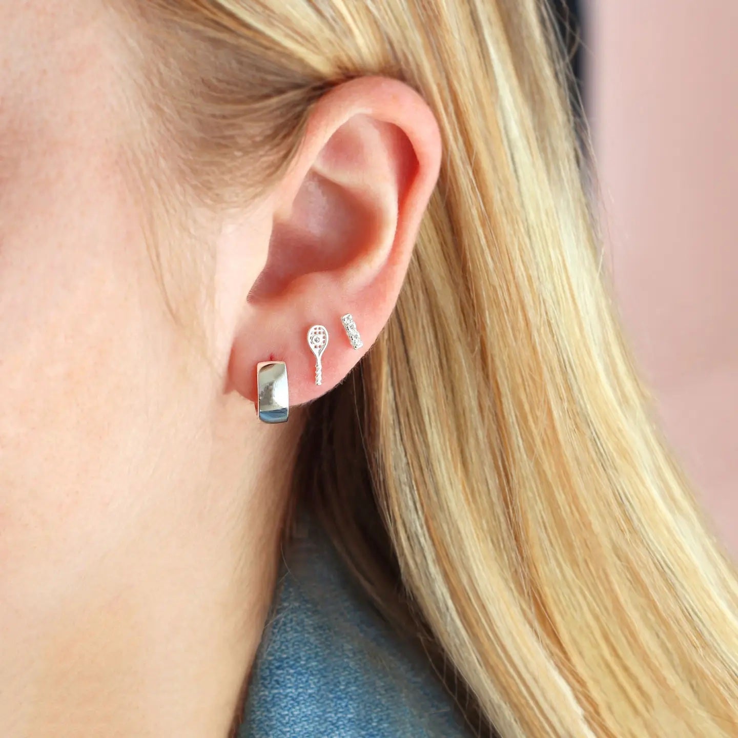 Silver Wide Hinged Huggie Hoop Earrings