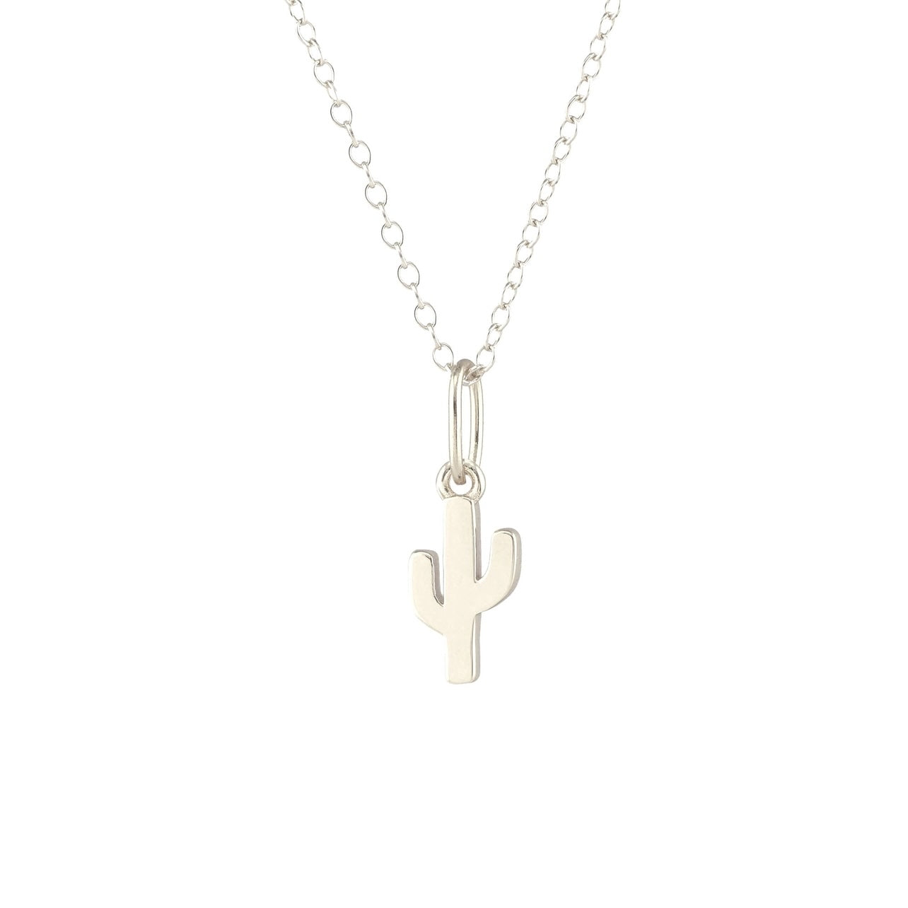 Silver Cactus Charm Necklace