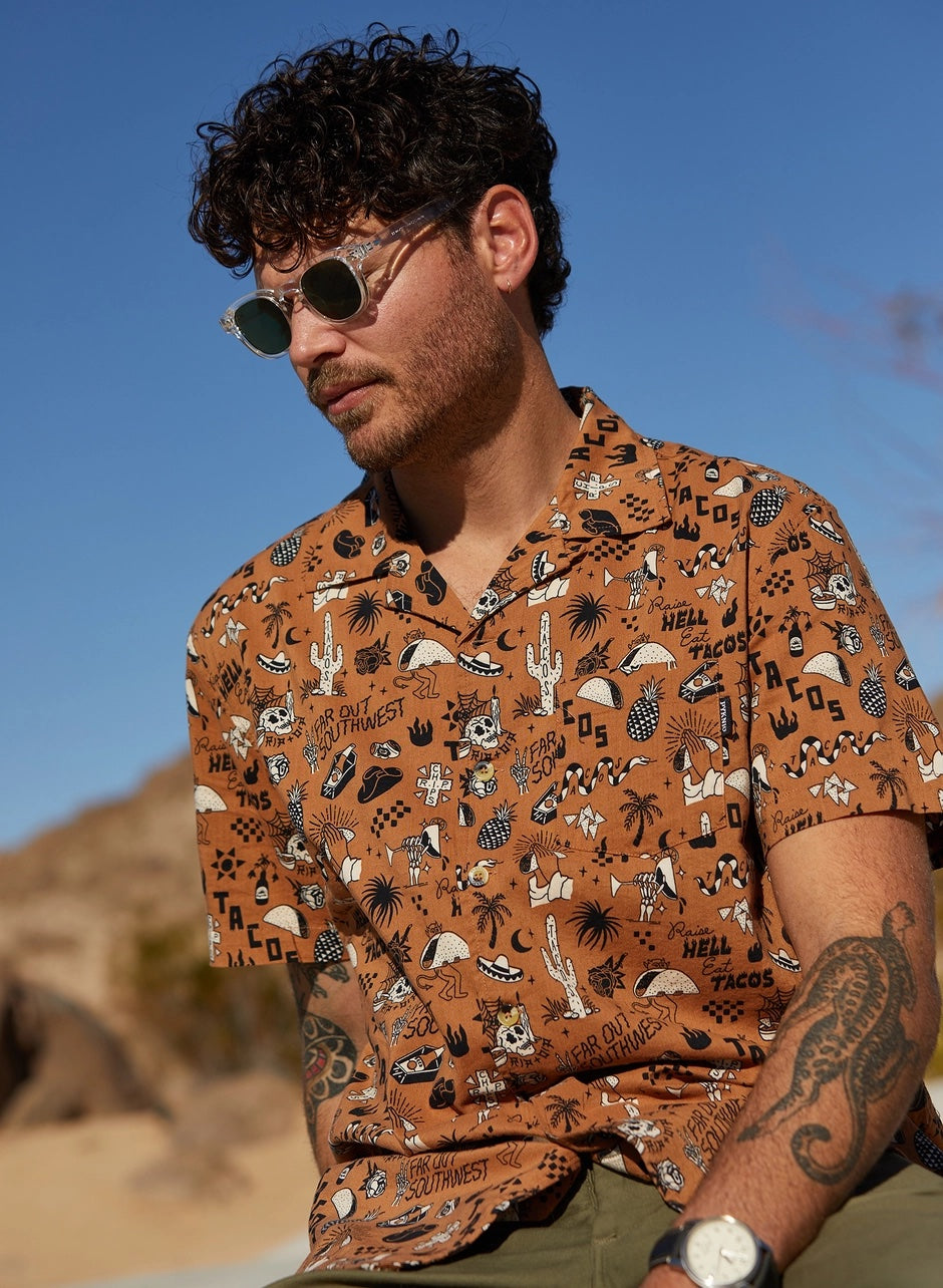 Raise Hell Eat Tacos Button Down Shirt