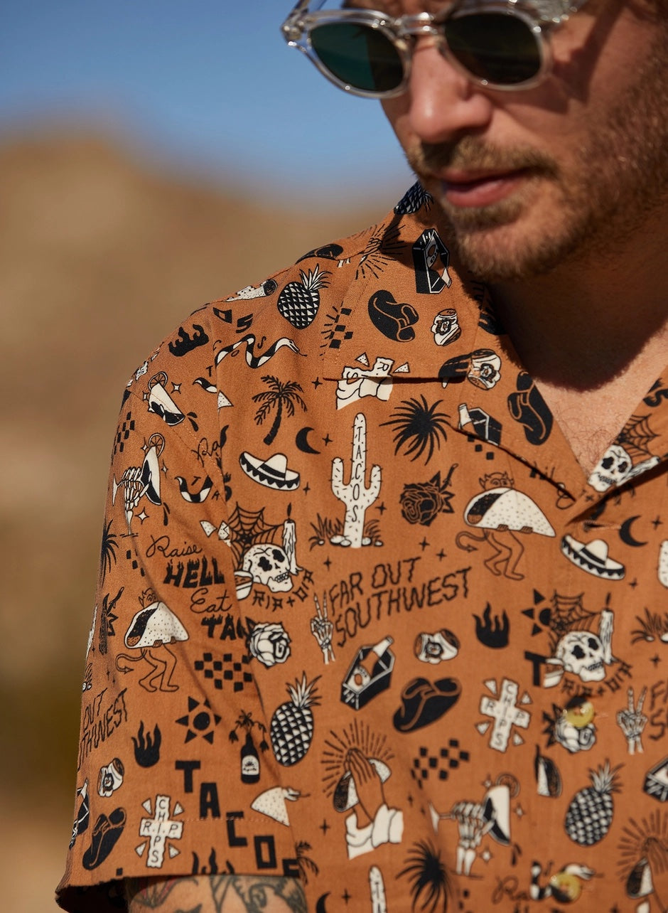 Raise Hell Eat Tacos Button Down Shirt