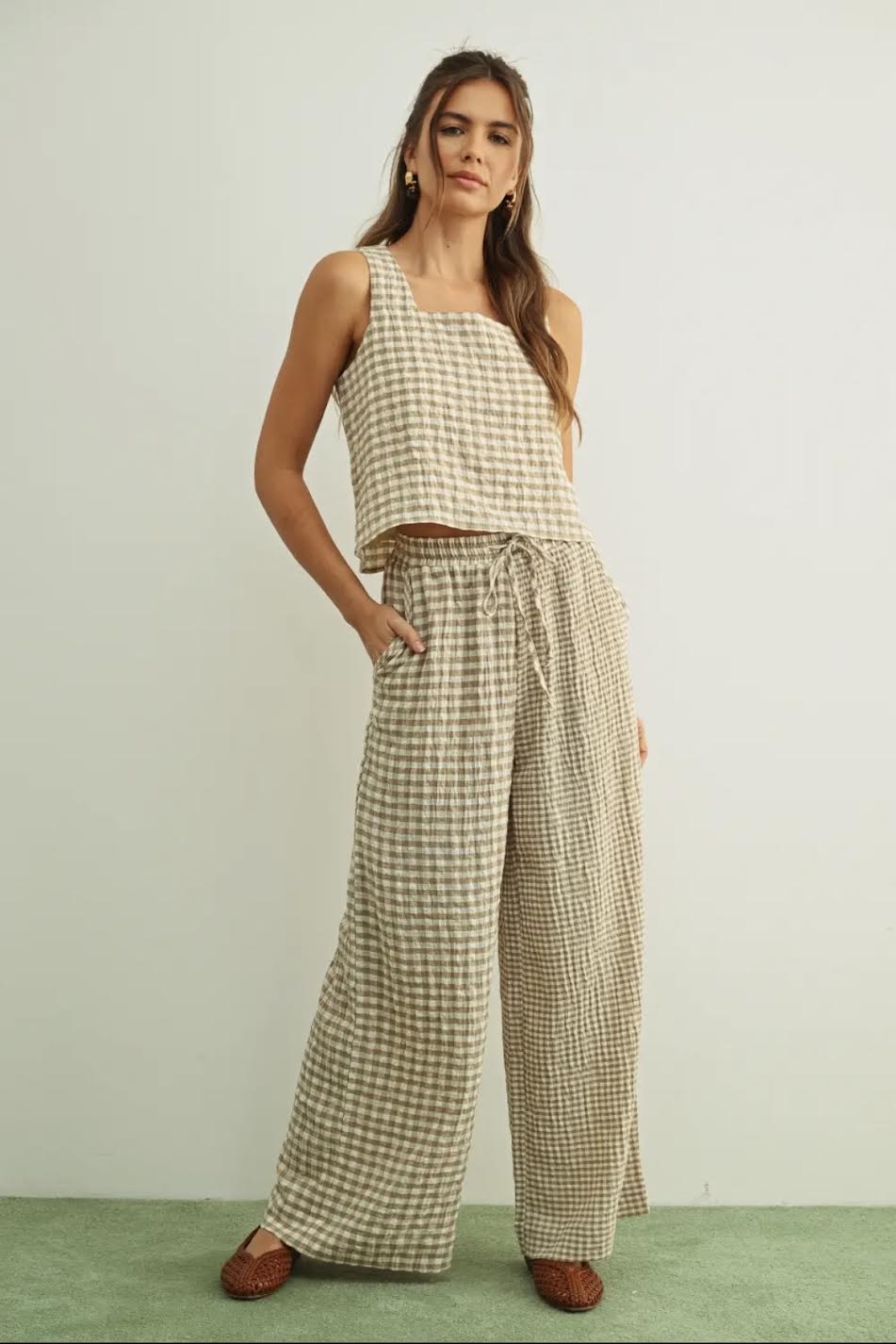 Gingham Straight Pants