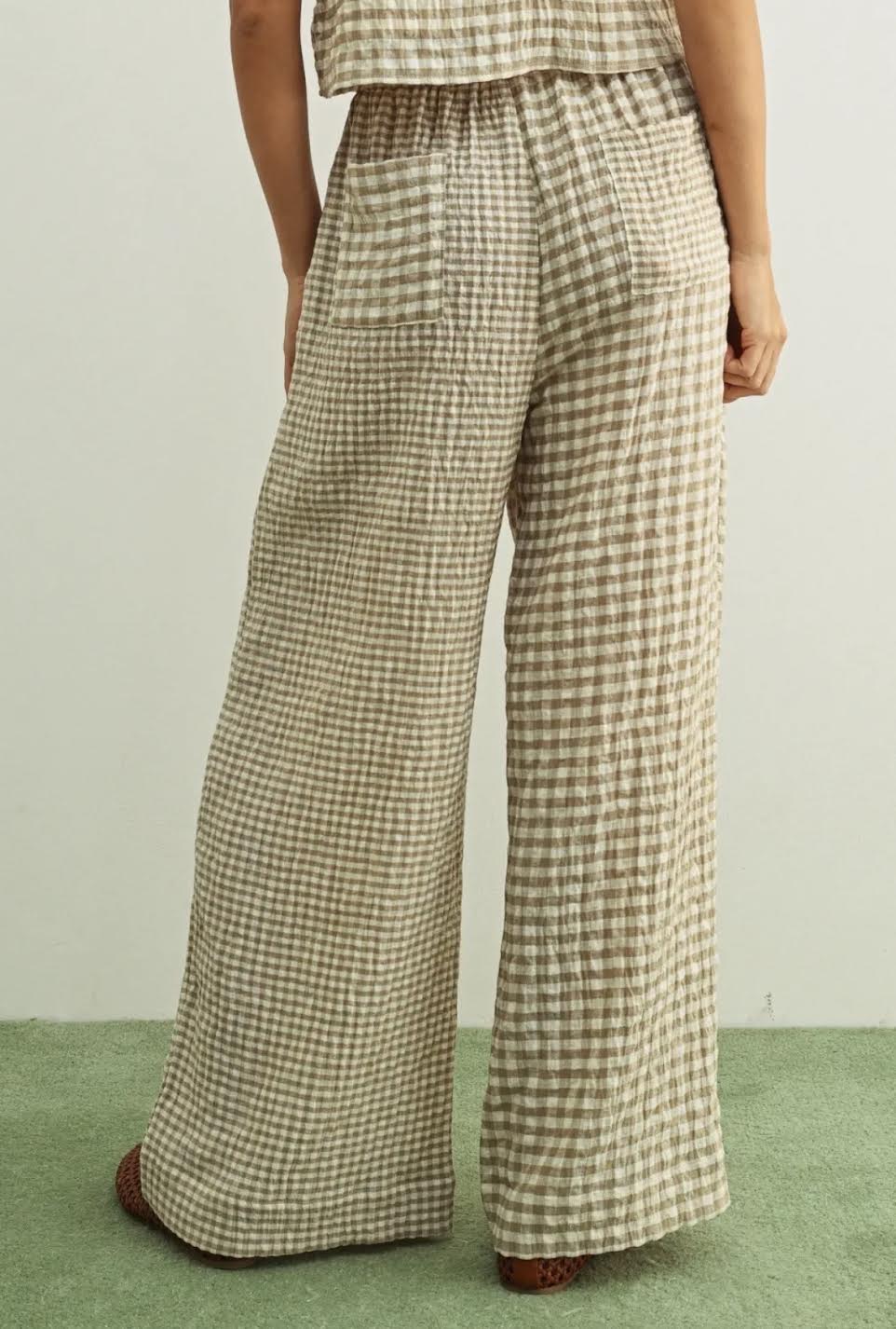 Gingham Straight Pants