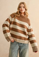 Mocha/Cream Striped Sweater