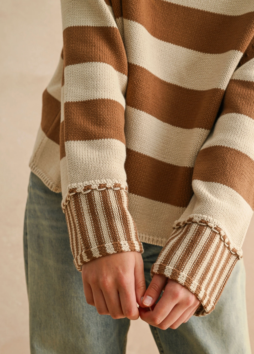 Mocha/Cream Striped Sweater