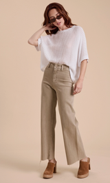 Wide Leg Denim Pant : Stone