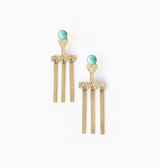 Sun Ray Stamped Brass Ear Jacket with Semi Precious Stone