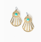Horizon Stamped Brass Turquoise Earring