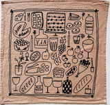 Picnic on Taupe Tea Towel