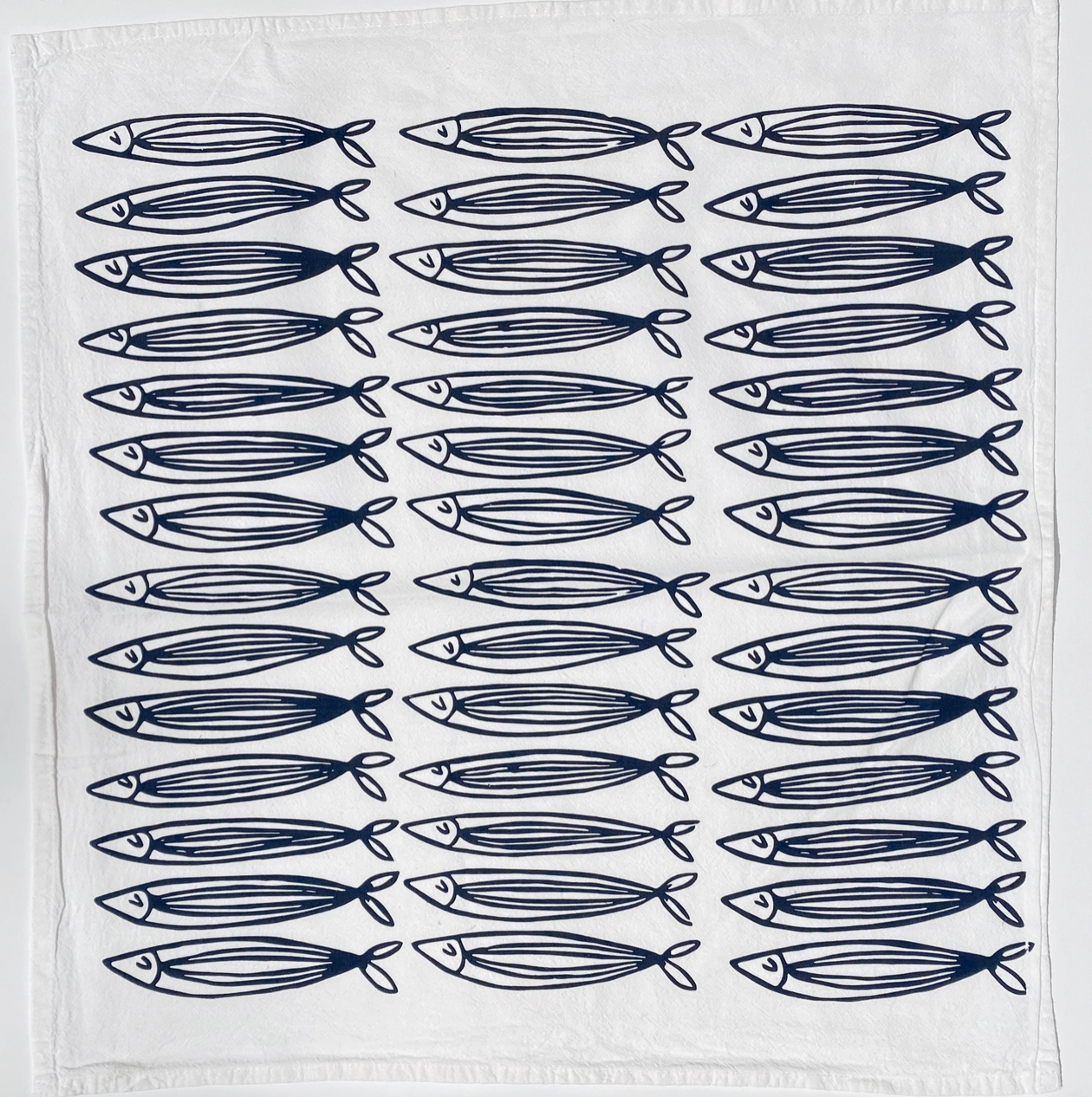White Sardines Tea Towel