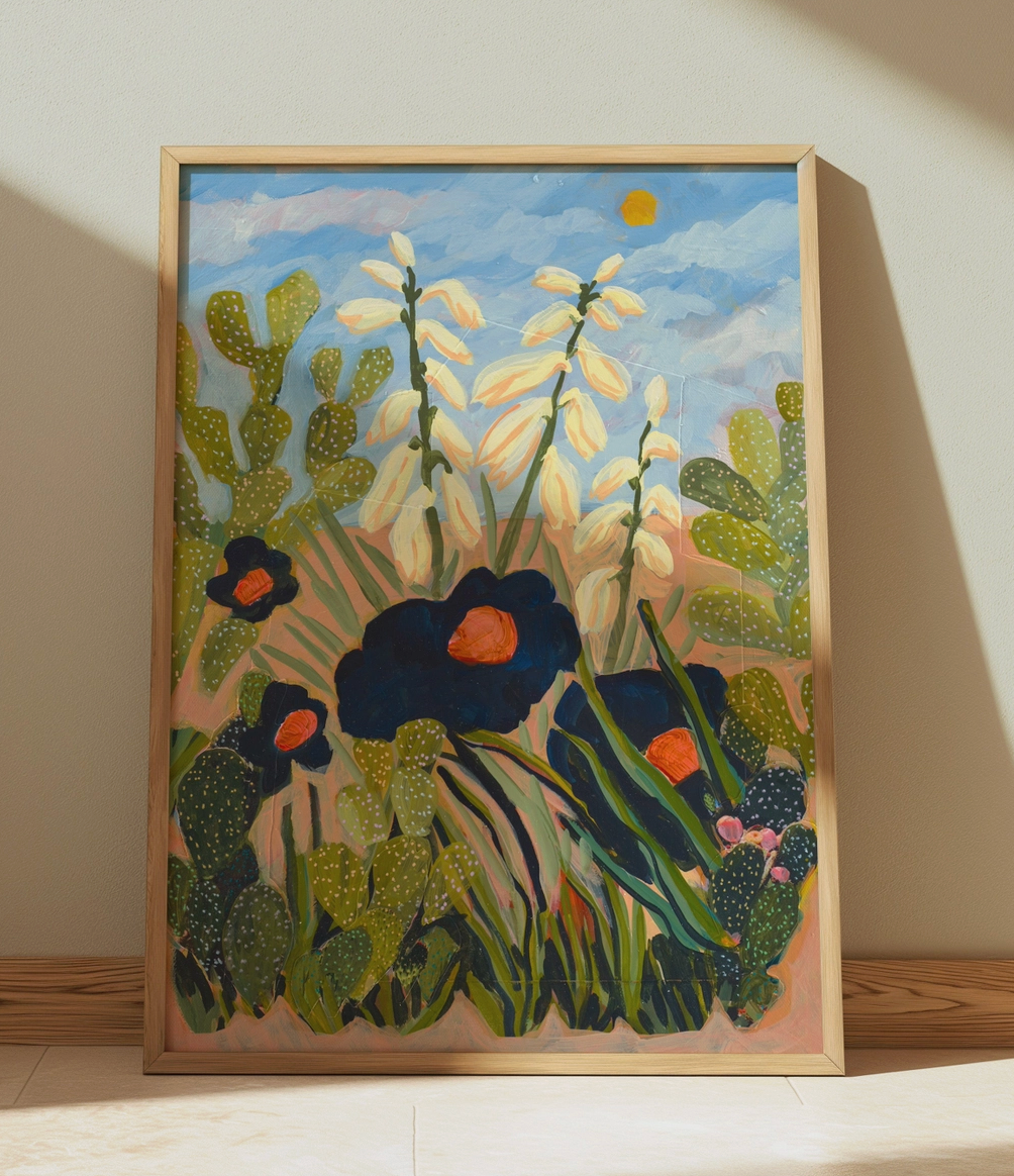 Desert Floral Yucca Cactus Print
