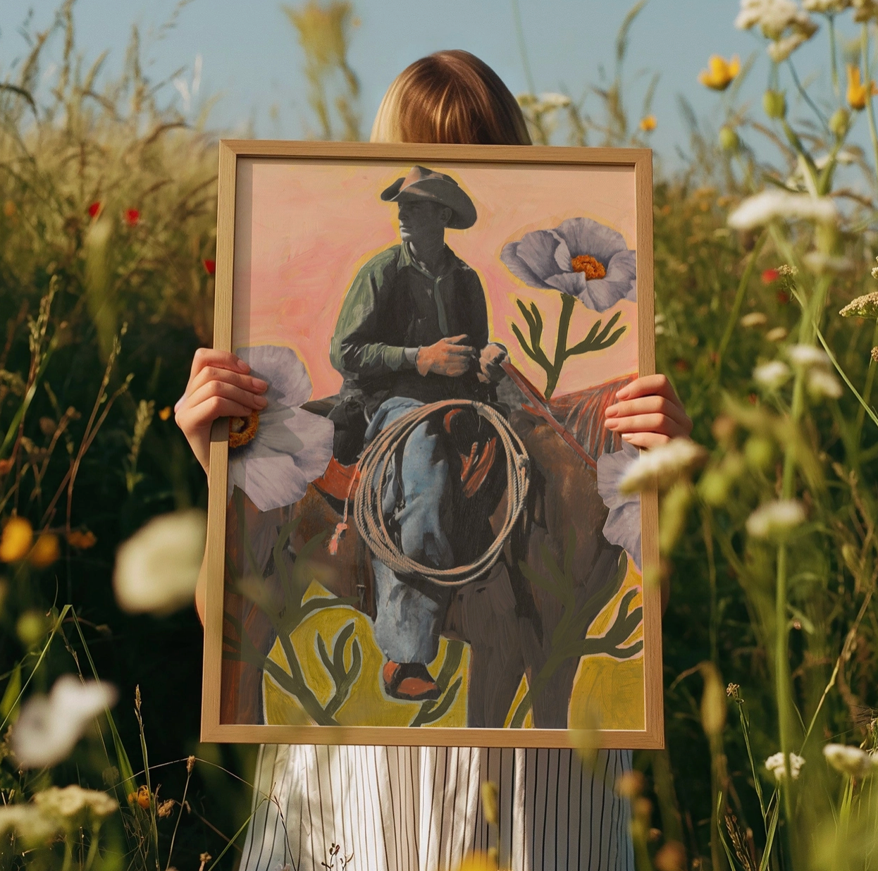 Retro Rodeo Cowboy Poppy Print