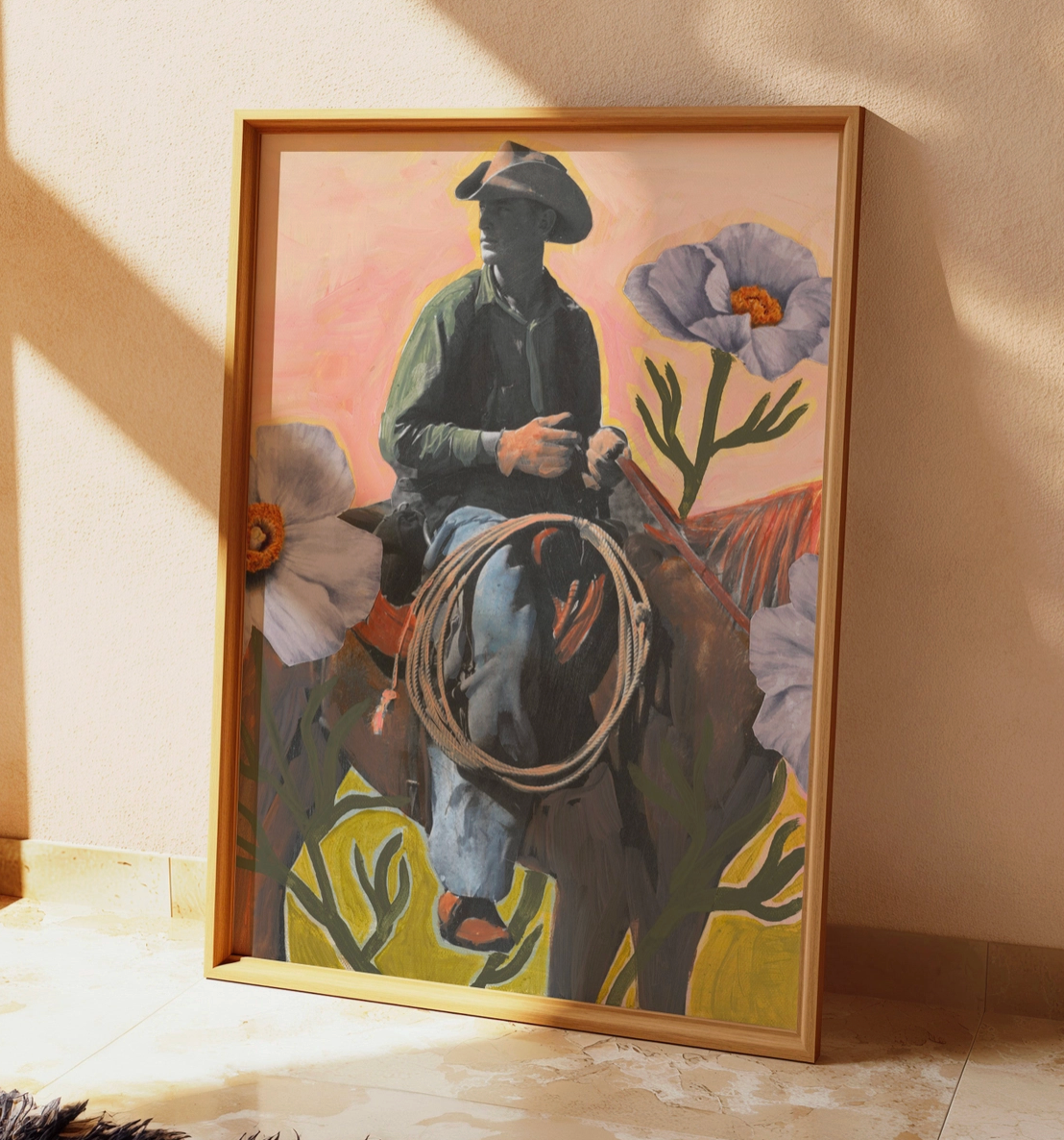 Retro Rodeo Cowboy Poppy Print