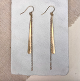 Hammered Stick and Chain Earring